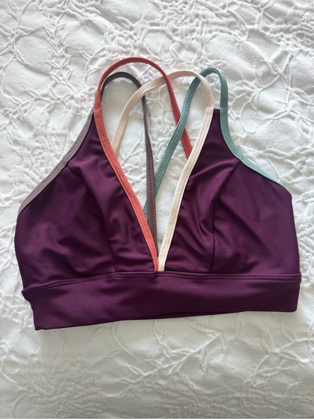 Five Dancewear Plum Bralette with Multicolor Trim (Size SA)